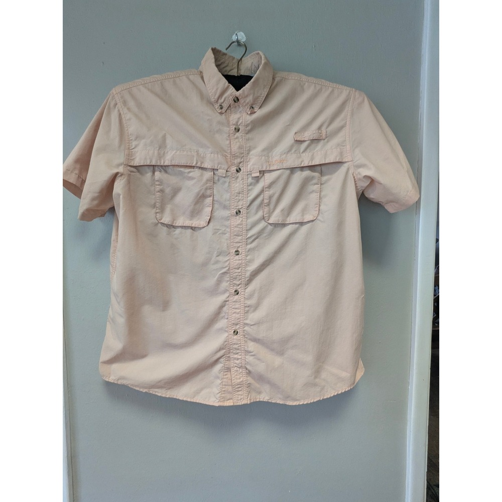 L.L.Bean Mens XXL Vented Fishing Shirt Short Sleeve Peach Nylon Outdoor